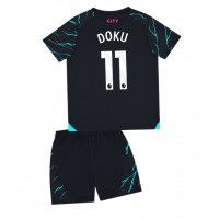 Camisa de time de futebol Manchester City Jeremy Doku #11 Replicas 3º Equipamento Infantil 2023-24 Manga Curta (+ Calças curtas)